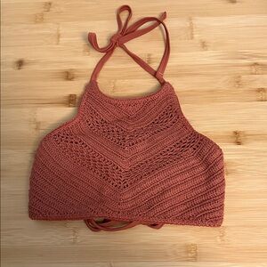 Xhilaration Size Small Women's Teen Crochet Swim Bikini Halter Top in Rust